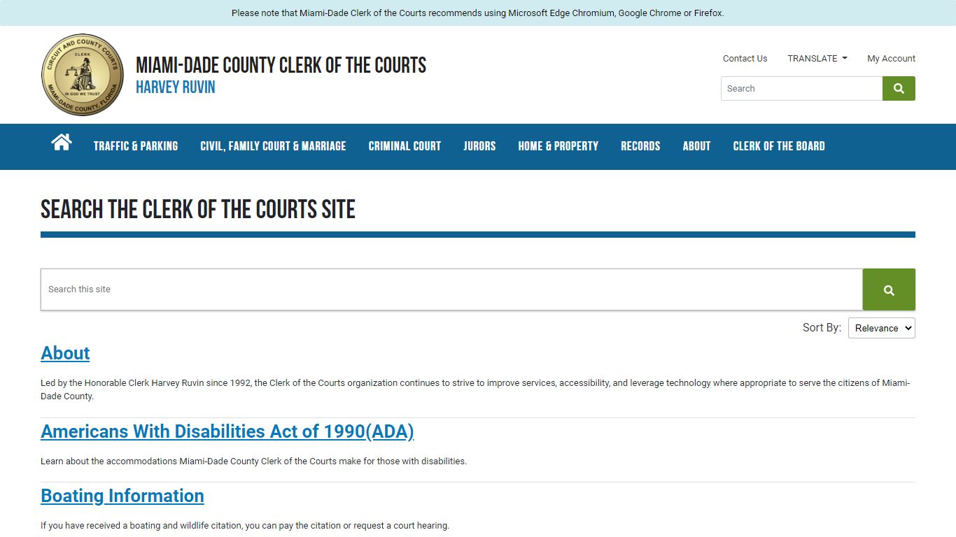 Search the Clerk of the Courts Site - Miami-Dade County