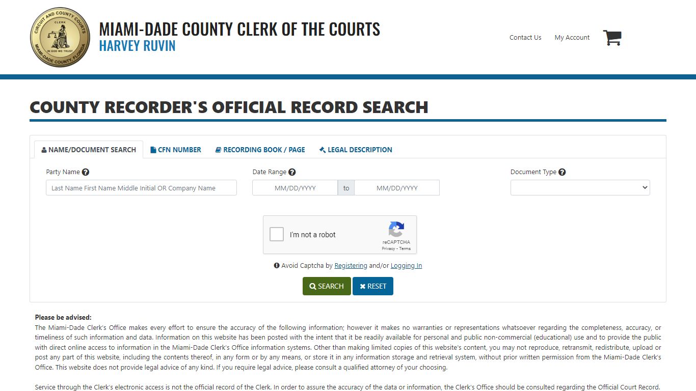 County Recorder's Official Record Search - Miami-Dade Clerk